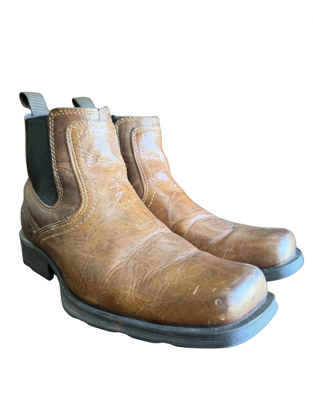 Ariat Midtown Rambler Chelsea Boots Barn Brown Leather Square Toe Men’s 9